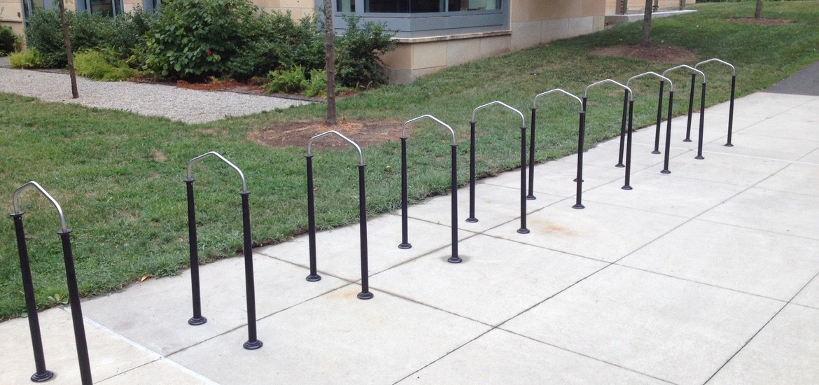 Commercial grounds and bike rack area